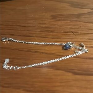 Silver Anchor Bracelet with Blue Accent